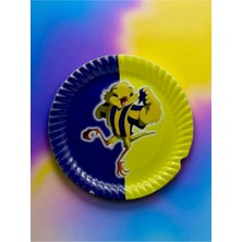 8 Kişilik Sarı Lacivert Taraftar Temalı Tek Kullanımlık Tabak (8 Adet)