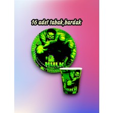 16 Kişilik Hulk Temalı Parti Seti - Doğum Günü ve Özel Kutlamalar Için