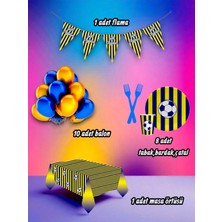 8 Kişilik Sarı Lacivert Temalı Mini Set - Doğum Günü Parti ve Eğlenceli Etkinlikler Için