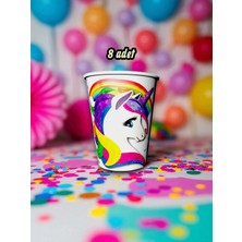 8 Adet Unicorn Temalı Bardak - Doğum Günü Parti ve Eğlenceli Etkinlikler Için