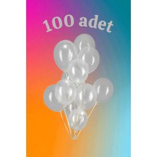 100 Adet Şeffaf Beyaz Renk Balon Seti - Doğum Günü Parti ve Eğlenceli Etkinlikler Için
