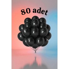 80 Adet Siyah Renk Balon Seti - Doğum Günü Parti ve Eğlenceli Etkinlikler Için