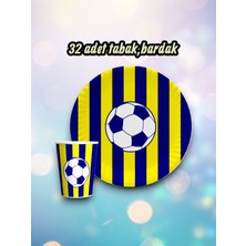 32 Kişilik Sarı Lacivert Taraftar Parti Seti - Doğum Günü ve Maç Günü Kutlamaları Için