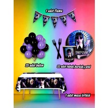 32 Kişilik Wednesday Temalı Mini Set - Doğum Günü Parti ve Eğlenceli Etkinlikler Için