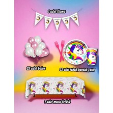 32 Kişilik Unicorn Temalı Mini Set - Doğum Günü Parti ve Eğlenceli Etkinlikler Için