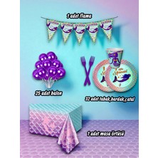 32 Kişilik Denizkızı Temalı Mini Set - Doğum Günü Parti ve Eğlenceli Etkinlikler Için
