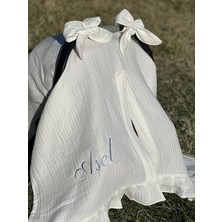 Carti Kişiye Özel Nakışlı %100 Pamuk Dört Kat Müslin Bebek Ana Kucağı- Puset Örtüsü