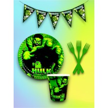 8 Kişilik Hulk Temalı Tek Kullanımlık Servis Seti ve Flama