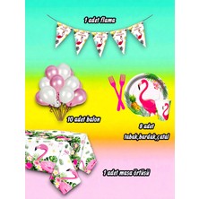 8 Kişilik Flamingo Temalı Mini Set - Doğum Günü Parti ve Eğlenceli Etkinlikler Için