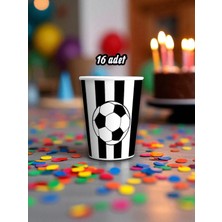 16 Adet Beyaz Siyah Temalı Bardak - Doğum Günü Parti ve Eğlenceli Etkinlikler Için