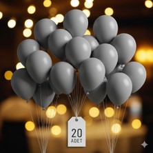 20 Adet Gri Balon Seti – Küçük Parti, Masa ve Fotoğraf Köşesi Dekoru Için