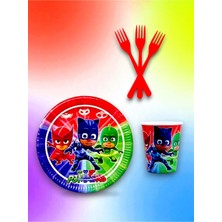 8 Kişilik Pijamask Temalı Tek Kullanımlık Servis Seti