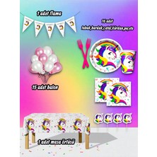 16 Kişilik Unicorn Temalı Mini Set - Doğum Günü Parti ve Eğlenceli Etkinlikler Için
