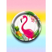 8 Kişilik Flamingo Temalı Tek Kullanımlık Tabak (8 Adet)