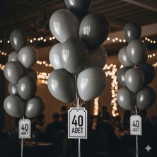 40 Adet Gri Balon Seti – Orta Ölçekli Parti, Kısa Kemer ve Masa Arka Fon Dekoru Için