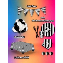 8 Kişilik Siyah Beyaz Temalı Midi Set - Doğum Günü Parti ve Eğlenceli Etkinlikler Için