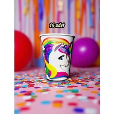 16 Adet Unicorn Temalı Bardak - Doğum Günü Parti ve Eğlenceli Etkinlikler Için