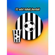 32 Kişilik Siyah Beyaz Taraftar Parti Seti - Doğum Günü ve Maç Günü Kutlamaları Için