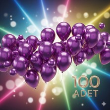 100 Adet Mor Renk Balon Seti - Doğum Günü Parti ve Eğlenceli Etkinlikler Için