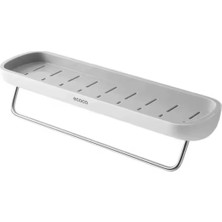 Pratik Duvara Yapışkanlı Banyo ve Mutfak Rafı, Havlu Askılık, Gri Beyaz