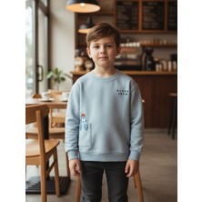 Zekids Erkek Çocuk Pamuklu Ocean Yazılı Sweatshirt