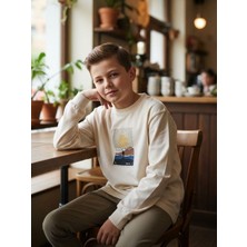 Zekids Erkek Çocuk Pamuklu Manzara Baskılı Ince Uzun Kollu Sweatshirt