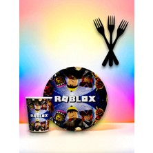 8 Kişilik Roblox Temalı Tek Kullanımlık Servis Seti