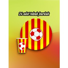 24 Kişilik Sarı Kırmızı Taraftar Parti Seti - Doğum Günü ve Maç Günü Kutlamaları Için