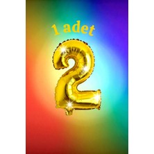 1 Adet Gold Renk 2 Sayı Balonu - Doğum Günü Parti ve Eğlenceli Etkinlikler Için