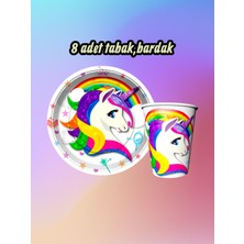8 Kişilik Unicorn Temalı Parti Seti - Doğum Günü ve Özel Kutlamalar Için