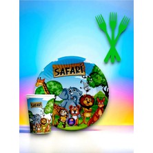 16 Kişilik Safari Temalı Tek Kullanımlık Servis Seti