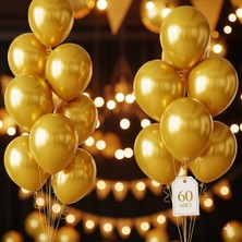 60 Adet Gold (Altın) Balon Seti – Zarif Mini Parti ve Köşe Dekoru