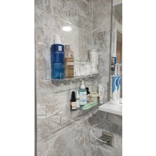 Turuncu Pleksi Banyo Rafı 60X8 Cm, 4 Adet, Şık ve Kullanışlı Düzenleme Seti