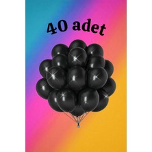 40 Adet Siyah Renk Balon Seti - Doğum Günü Parti ve Eğlenceli Etkinlikler Için
