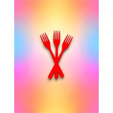 Kırmızı Renk Tek Kullanımlık Çatal (8 Adet)