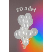 20 Adet Şeffaf Beyaz Renk Balon Seti - Doğum Günü Parti ve Eğlenceli Etkinlikler Için