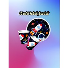 16 Kişilik Uzay Temalı Parti Seti - Doğum Günü ve Özel Kutlamalar Için
