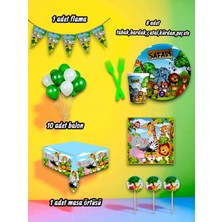 8 Kişilik Safari Temalı Mini Set - Doğum Günü Parti ve Eğlenceli Etkinlikler Için