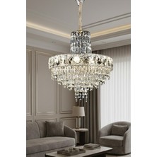 Ünal Aydınlatma Niran Krom 50 cm Kristal Taşlı Modern Avize – Salon ve Yemek Odası