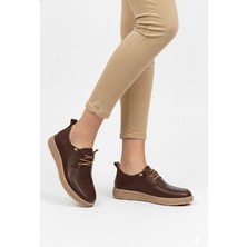 Ayakkabı Fuarı Elit ASSCL100 Kadın Hakiki Deri Casual Ayakkabı Kahverengi