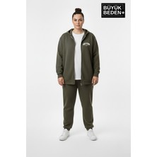Superlife Kadın Büyük Beden Fermuarlı Kapüşonlu New York Baskılı Sweatshirt Hırka SPR26BHR923
