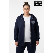 Superlife Kadın Büyük Beden Fermuarlı Kapüşonlu Chef Baskılı Sweatshirt Hırka - Rahat Kalıp SPR26BHRK921