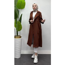 Tesettür Diyarı Bağcıklı Tesettür Mevsimlik Kap-Kahverengi