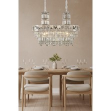Ünal Aydınlatma Niran Krom 80 cm Kristal Taşlı Modern Avize – Salon ve Yemek Odası