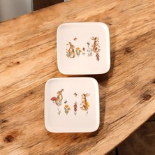 Tavşan Desenli Kare Mini Sunum Tabağı 2'li