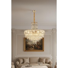 Ünal Aydınlatma Niran Gold 50 cm Kristal Taşlı Modern Avize – Salon ve Yemek Odası