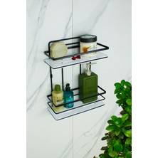 Şık Paslanmaz Banyo ve Kozmetik Düzenleyici Ikili Raf, Şampuanlık, Siyah ve Beyaz Seçenekli