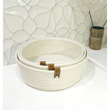 Üçlü Hasır Sepet Organizer, Banyo ve Makyaj Düzenleyici, Beyaz Renk