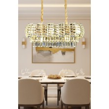 Ünal Aydınlatma Billur Gold 80 cm Kristal Taşlı Modern Avize – Yemek Masası ve Salon