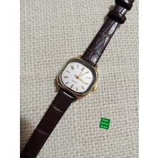 Brality Modern Moda Kadın Kol Saati Vintage Oval Gold Kasa- Koyu Kahve Renk Kroko Desenli Kordon TT0054